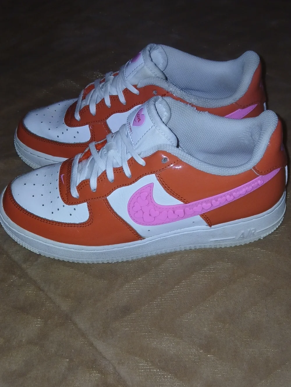 Kids Nike Air Force 1 Lv8 Valentine's Day Orange Pink Hearts Sz: 6.5